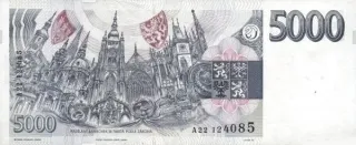 Czech Republic 5.000 Korun, 1993 reverse